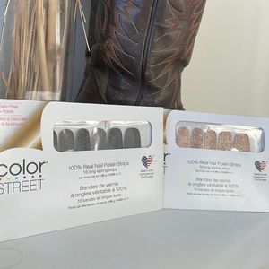 2 pack color street! dark silver sparkly and one pink gold and silver sparkly